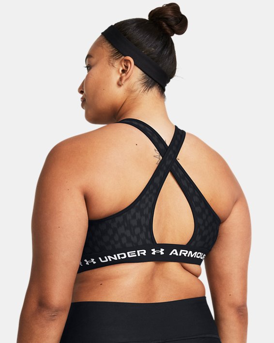 Women's Armour® Mid Crossback Printed Sports Bra, Black, pdpMainDesktop image number 7